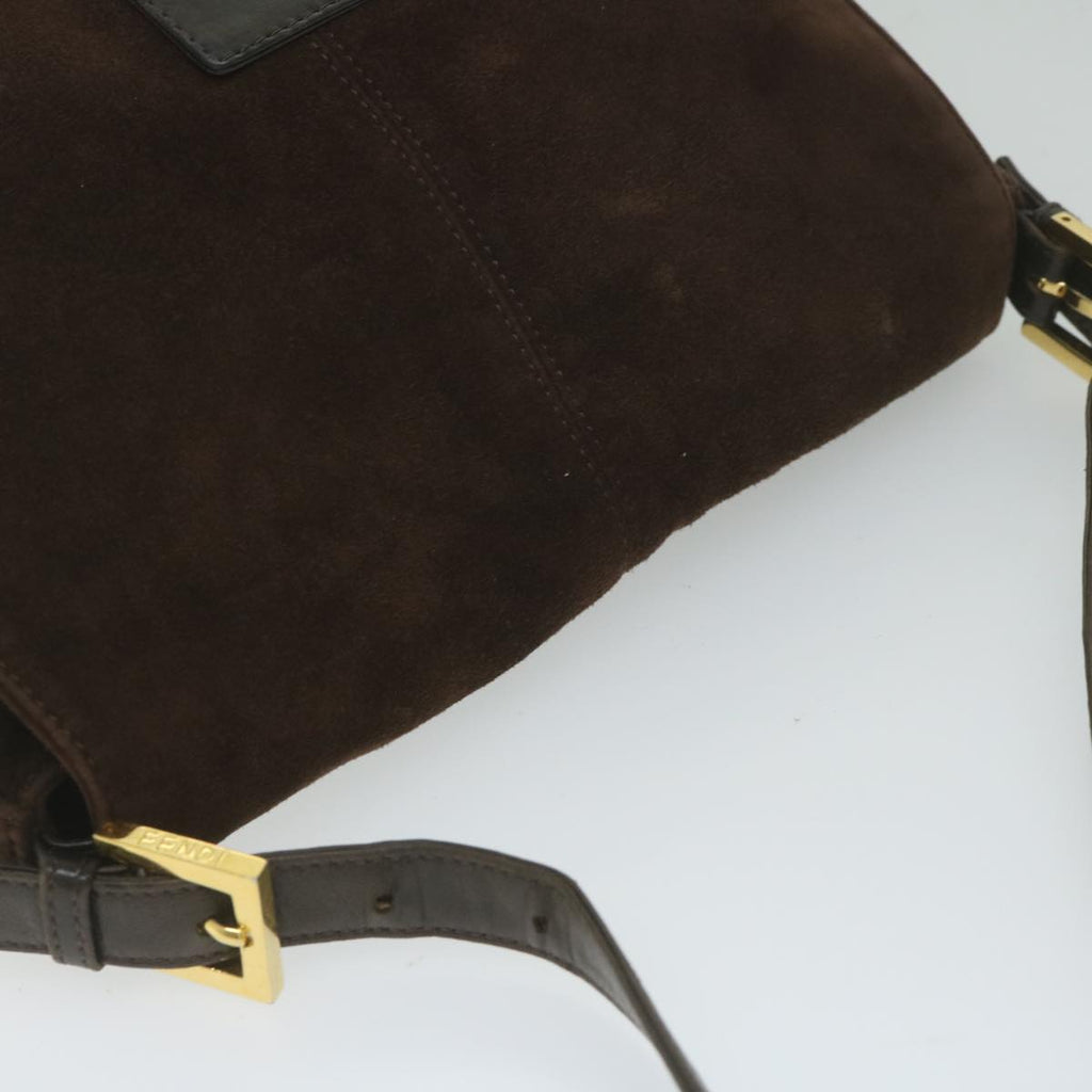 FENDI Mamma Baguette Shoulder Bag Suede Brownam5342