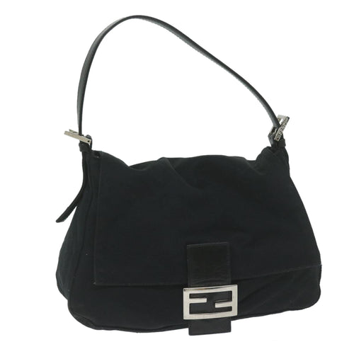 FENDI Mamma Baguette Shoulder Bag Nylon Black 2321 26325 008am5345