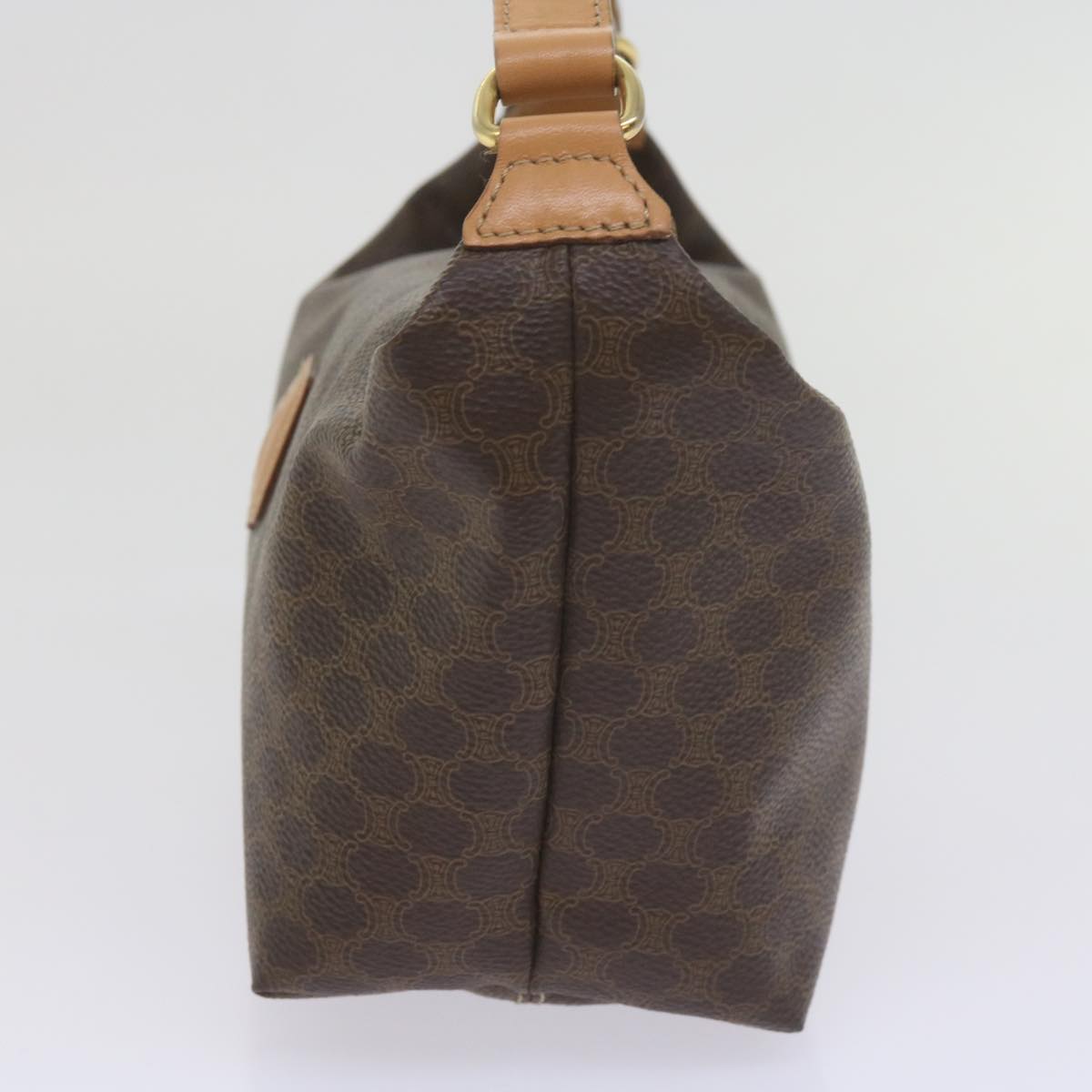 CELINE Macadam Canvas Hand Bag PVC Leather Brown  am5353