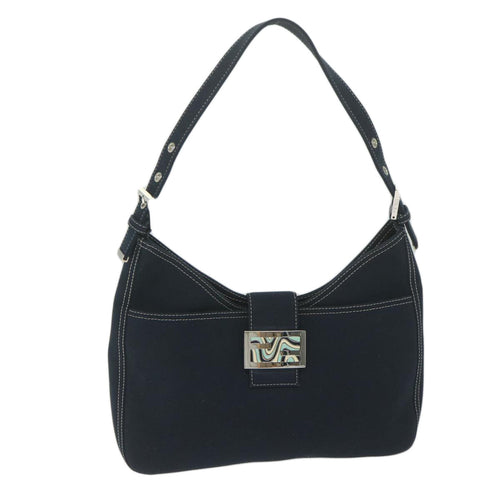 FENDI Mamma Baguette Shoulder Bag Canvas Navyam5373