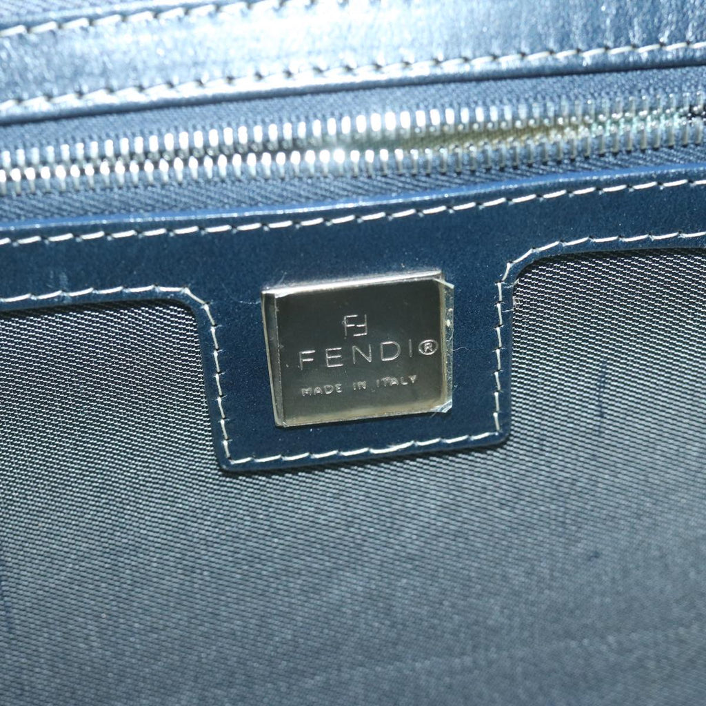 FENDI Mamma Baguette Shoulder Bag Canvas Navyam5373