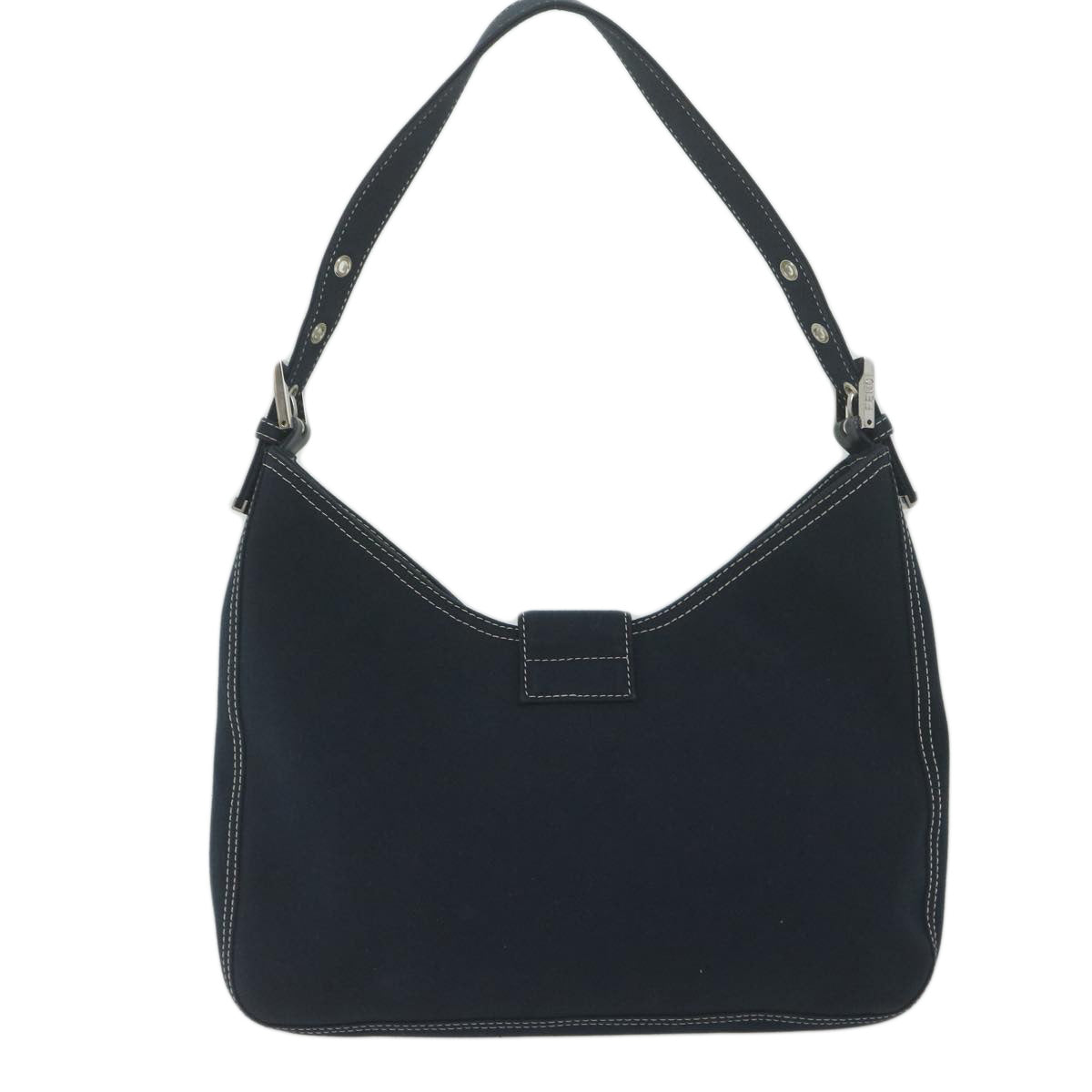 FENDI Mamma Baguette Shoulder Bag Canvas Navyam5373
