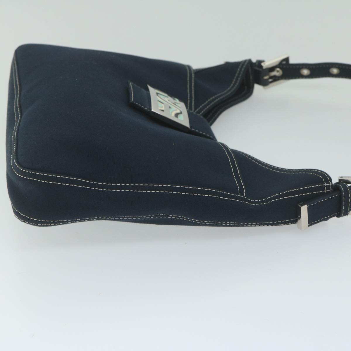 FENDI Mamma Baguette Shoulder Bag Canvas Navyam5373