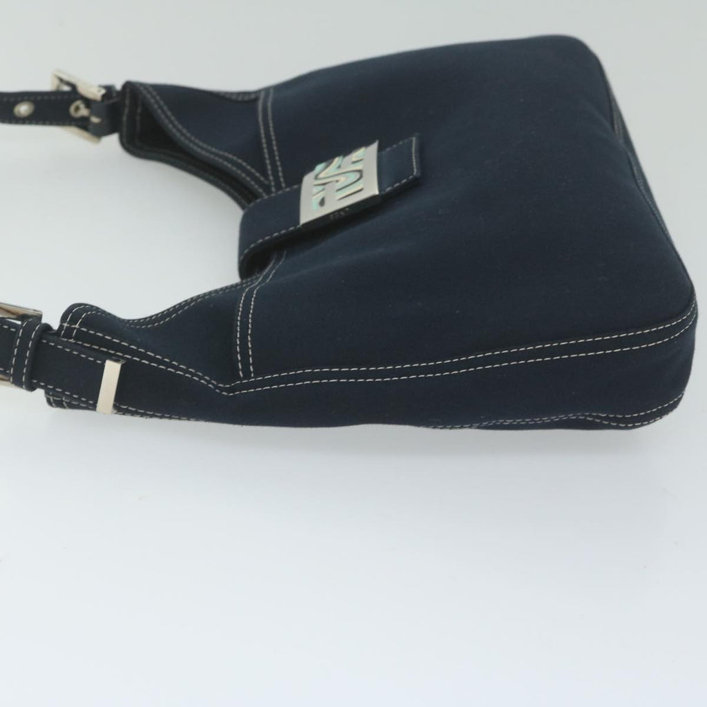 FENDI Mamma Baguette Shoulder Bag Canvas Navyam5373