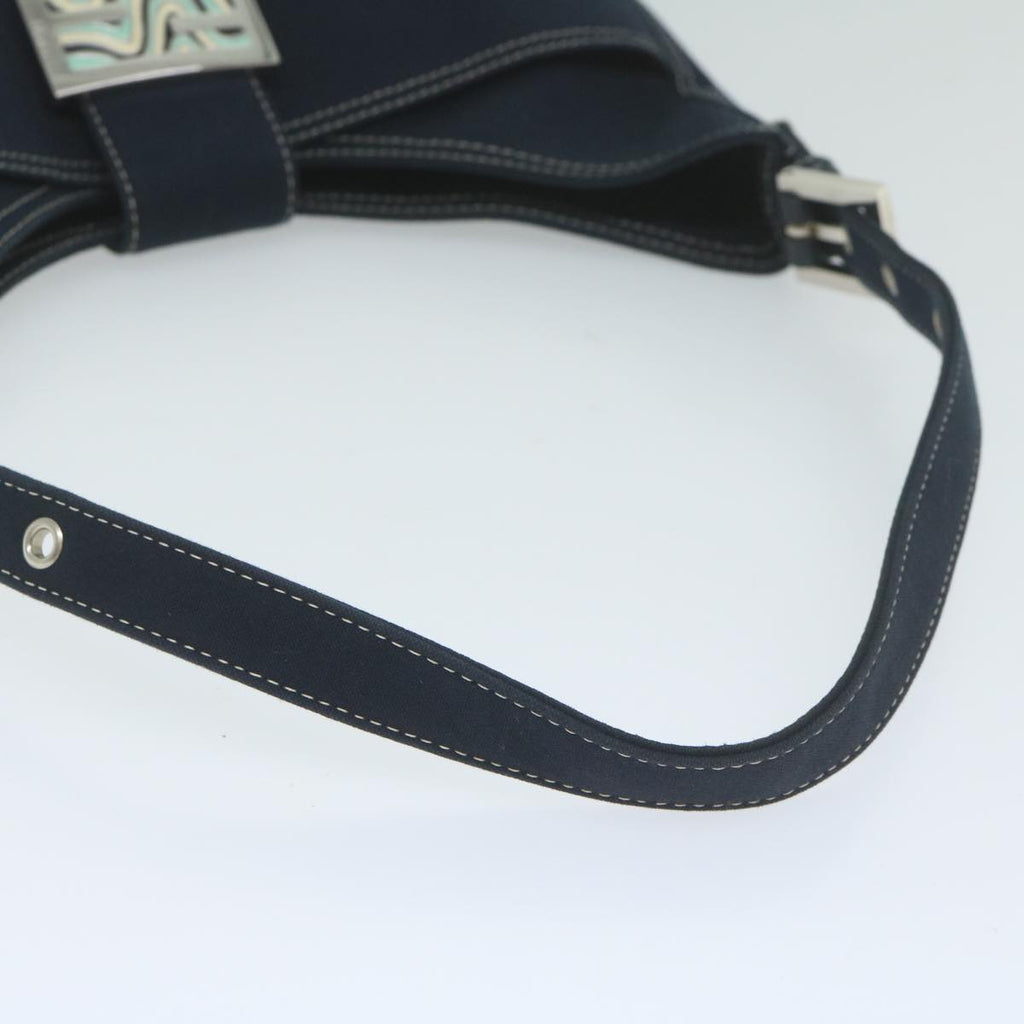 FENDI Mamma Baguette Shoulder Bag Canvas Navyam5373