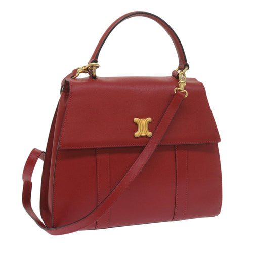 CELINE Hand Bag Leather 2way Red  am5388