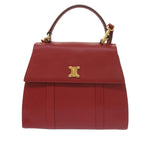 CELINE Hand Bag Leather 2way Red  am5388