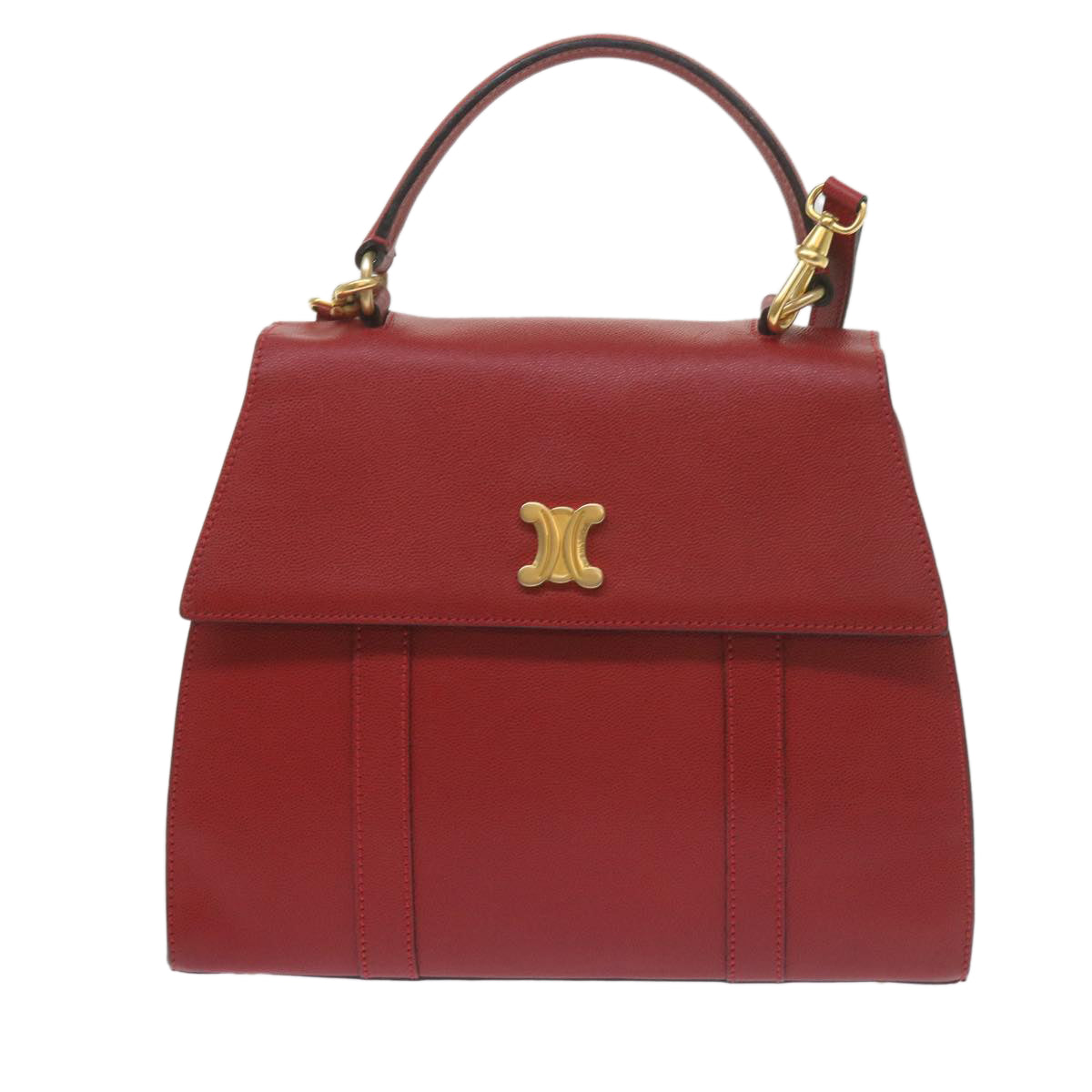 CELINE Hand Bag Leather 2way Red  am5388