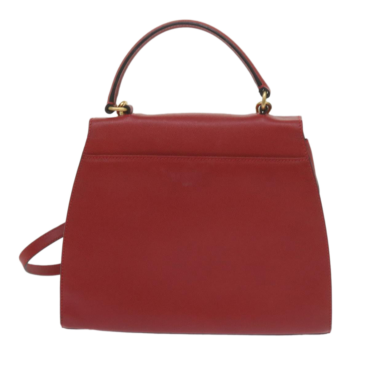 CELINE Hand Bag Leather 2way Red  am5388