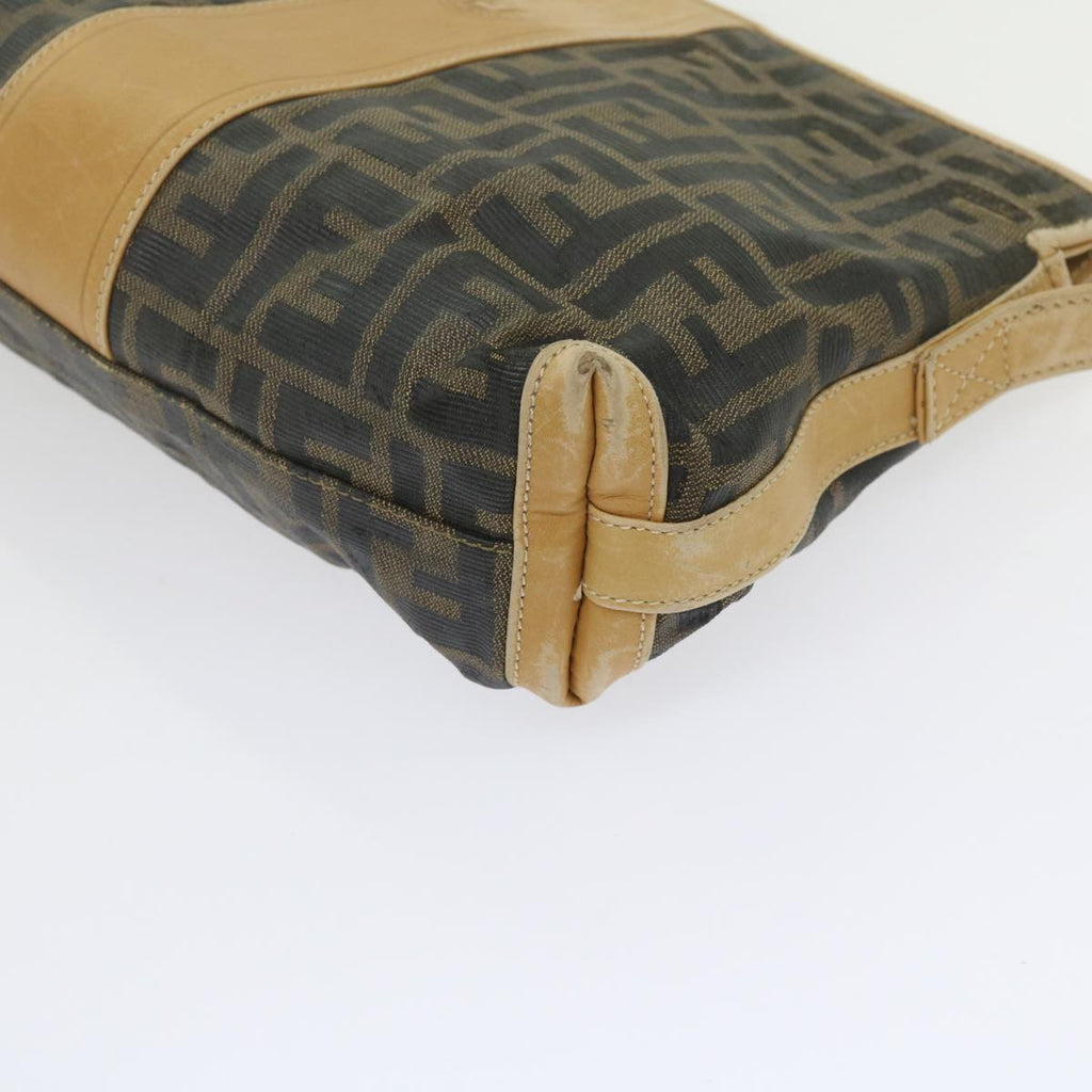 FENDI Zucca Canvas Shoulder Bag Black Brownam5406