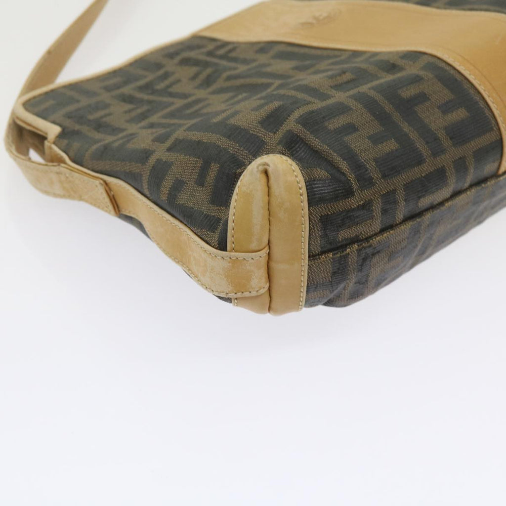 FENDI Zucca Canvas Shoulder Bag Black Brownam5406
