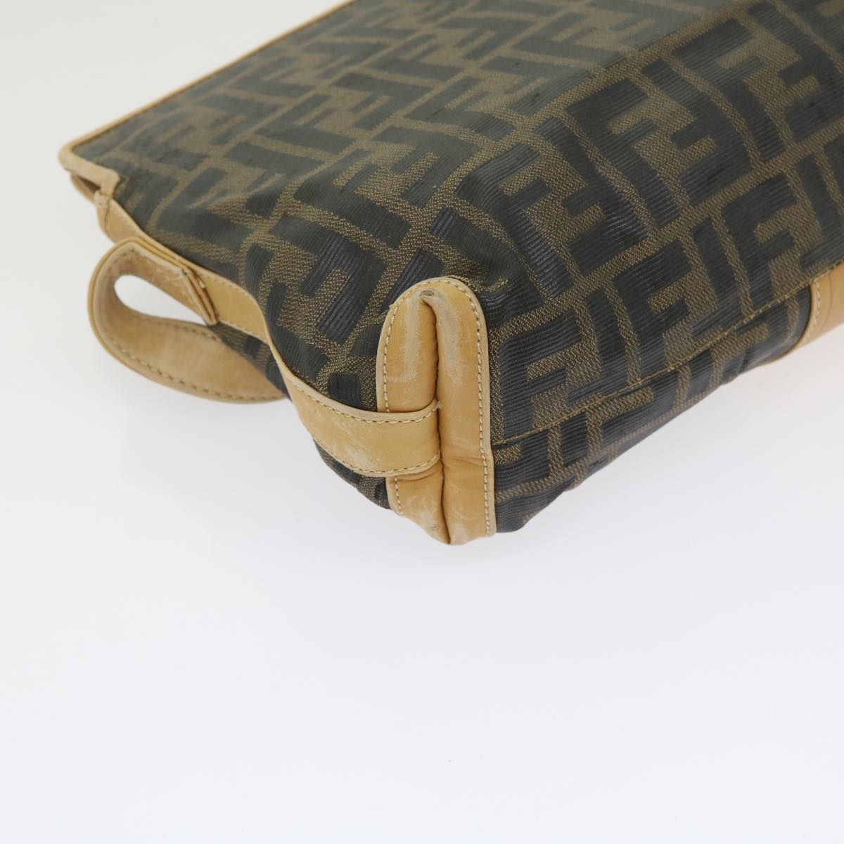 FENDI Zucca Canvas Shoulder Bag Black Brownam5406