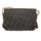 FENDI Zucca Canvas Shoulder Bag Black Brownam5406