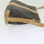 FENDI Zucca Canvas Shoulder Bag Black Brownam5406