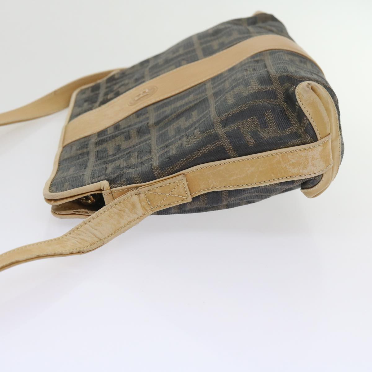 FENDI Zucca Canvas Shoulder Bag Black Brownam5406