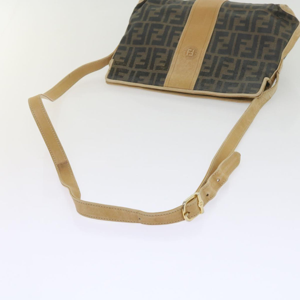 FENDI Zucca Canvas Shoulder Bag Black Brownam5406