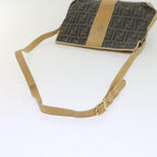 FENDI Zucca Canvas Shoulder Bag Black Brownam5406