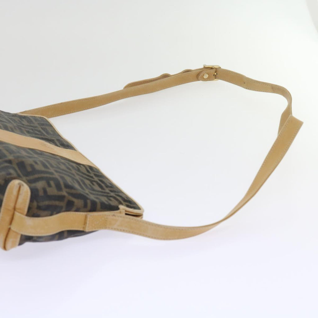 FENDI Zucca Canvas Shoulder Bag Black Brownam5406