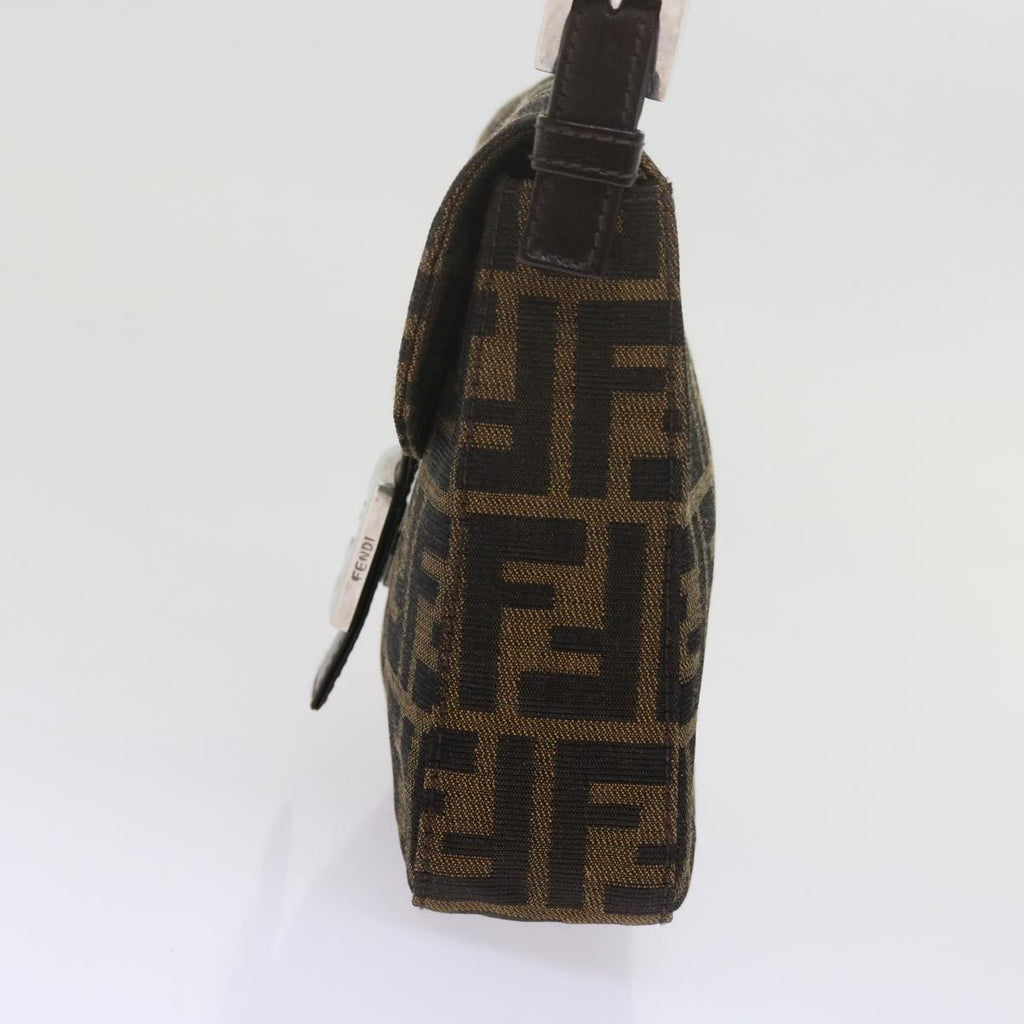 FENDI Zucca Canvas Mamma Baguette Shoulder Bag Black Brownam5417A
