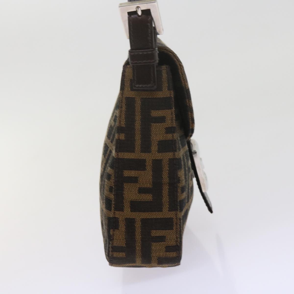 FENDI Zucca Canvas Mamma Baguette Shoulder Bag Black Brownam5417A