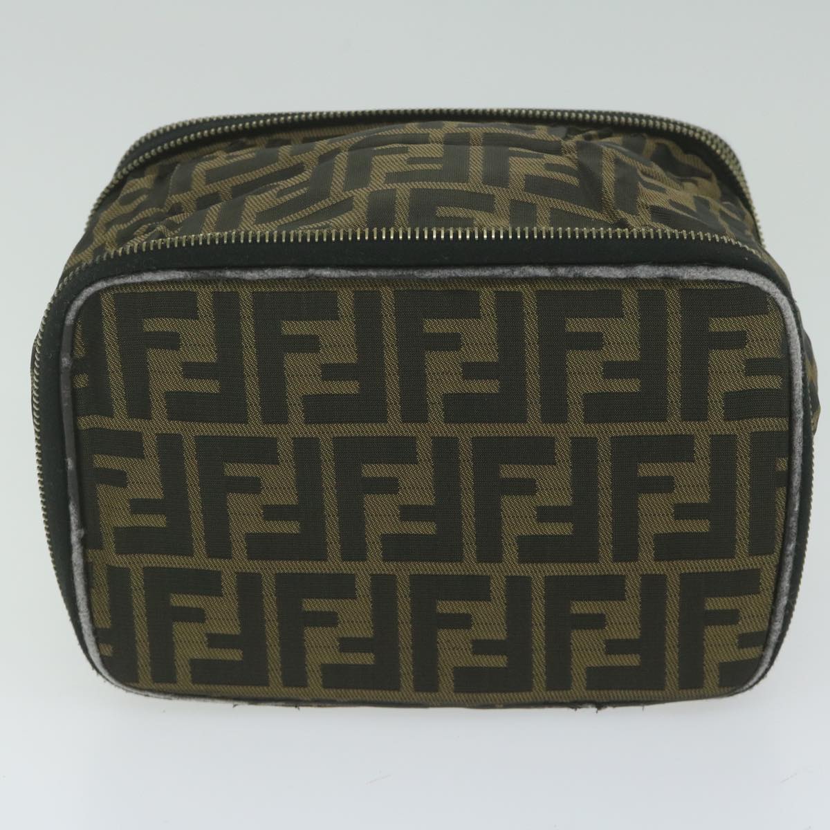 FENDI Zucca Canvas Vanity Cosmetic Pouch Brownam5439