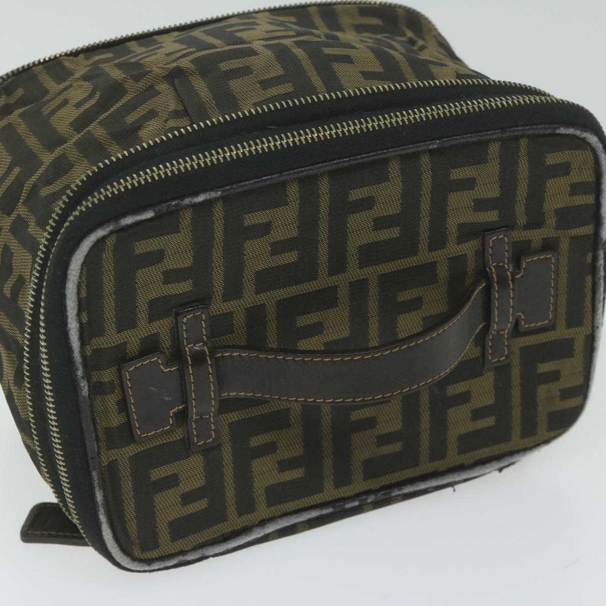 FENDI Zucca Canvas Vanity Cosmetic Pouch Brownam5439