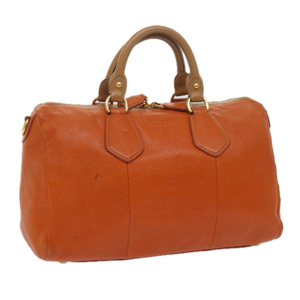 PRADA Hand Bag Leather Orange  am5447