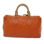 PRADA Hand Bag Leather Orange  am5447