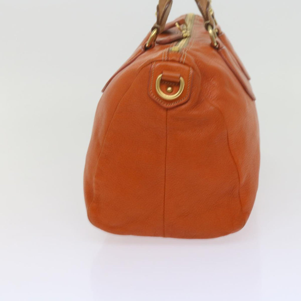 PRADA Hand Bag Leather Orange  am5447