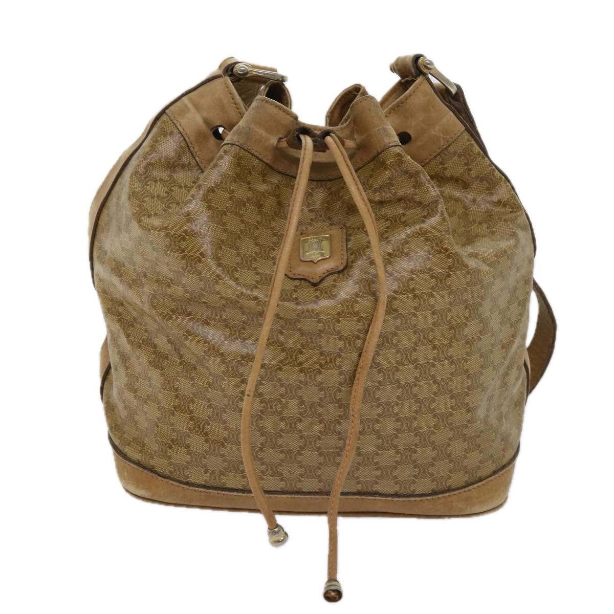 CELINE Macadam Canvas clutch Shoulder Bag Coated Canvas 2Set Beige  am5464