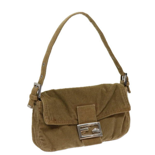FENDI Mamma Baguette Shoulder Bag Corduroy Brown 2220 26424 009am5474
