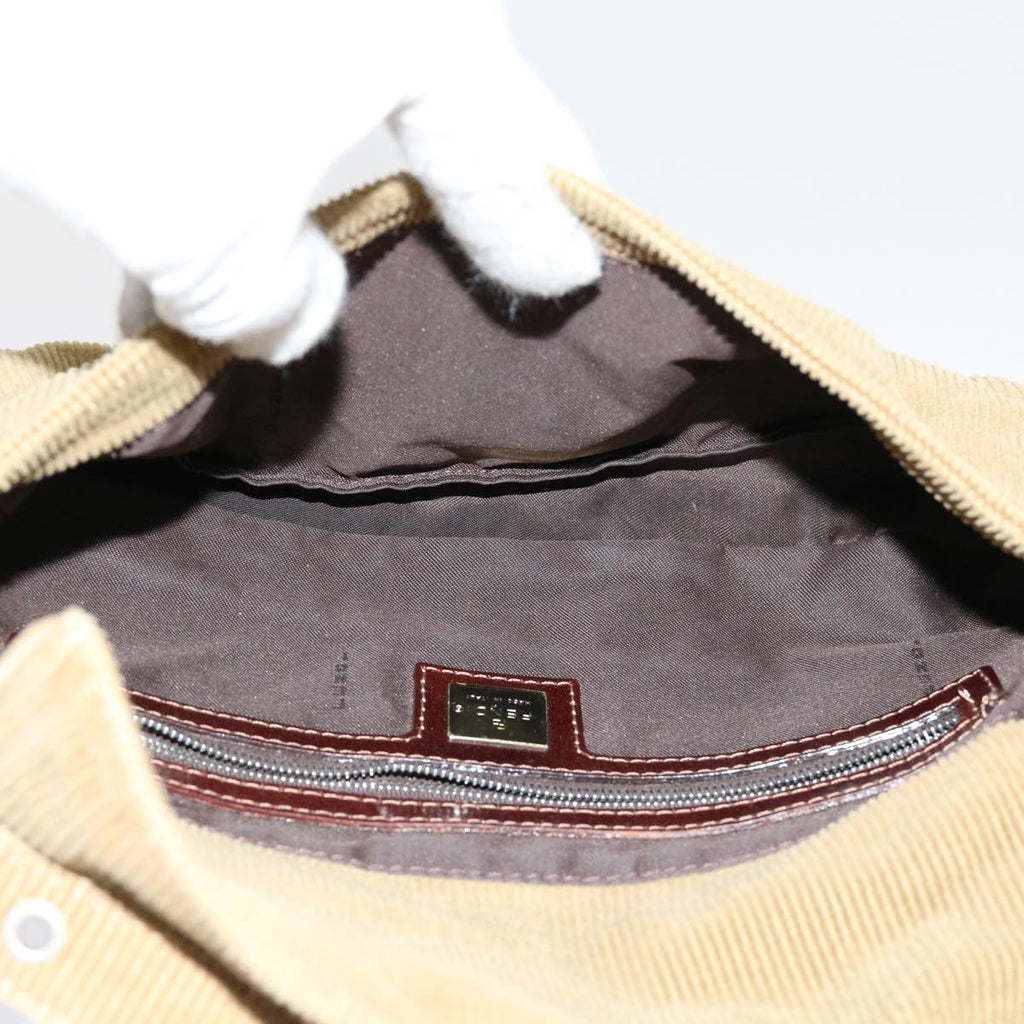 FENDI Mamma Baguette Shoulder Bag Corduroy Brown 2220 26424 009am5474