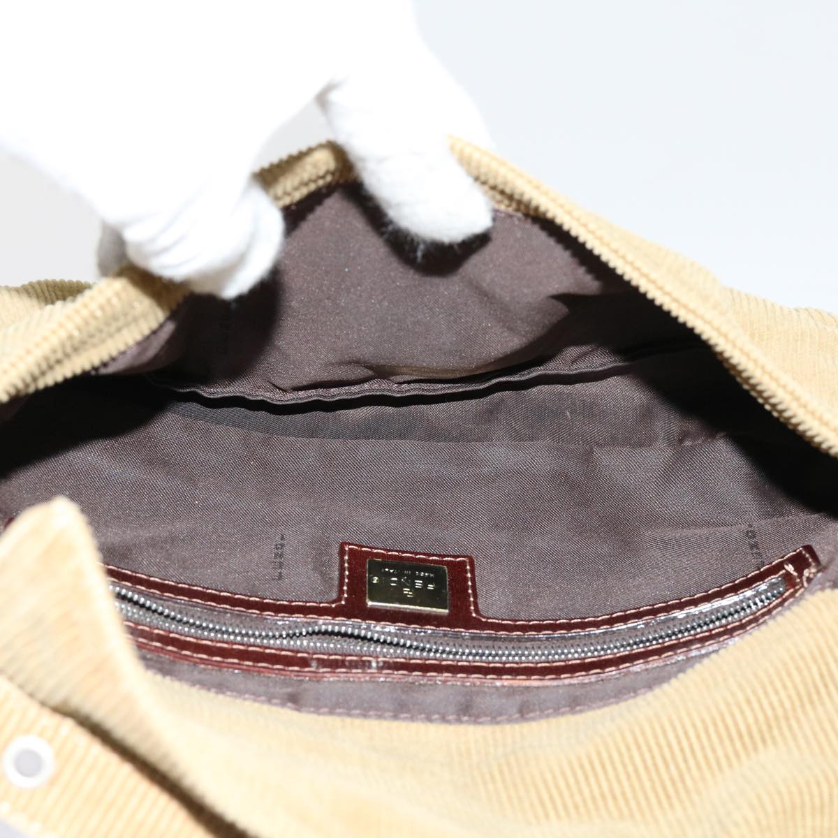 FENDI Mamma Baguette Shoulder Bag Corduroy Brown 2220 26424 009am5474