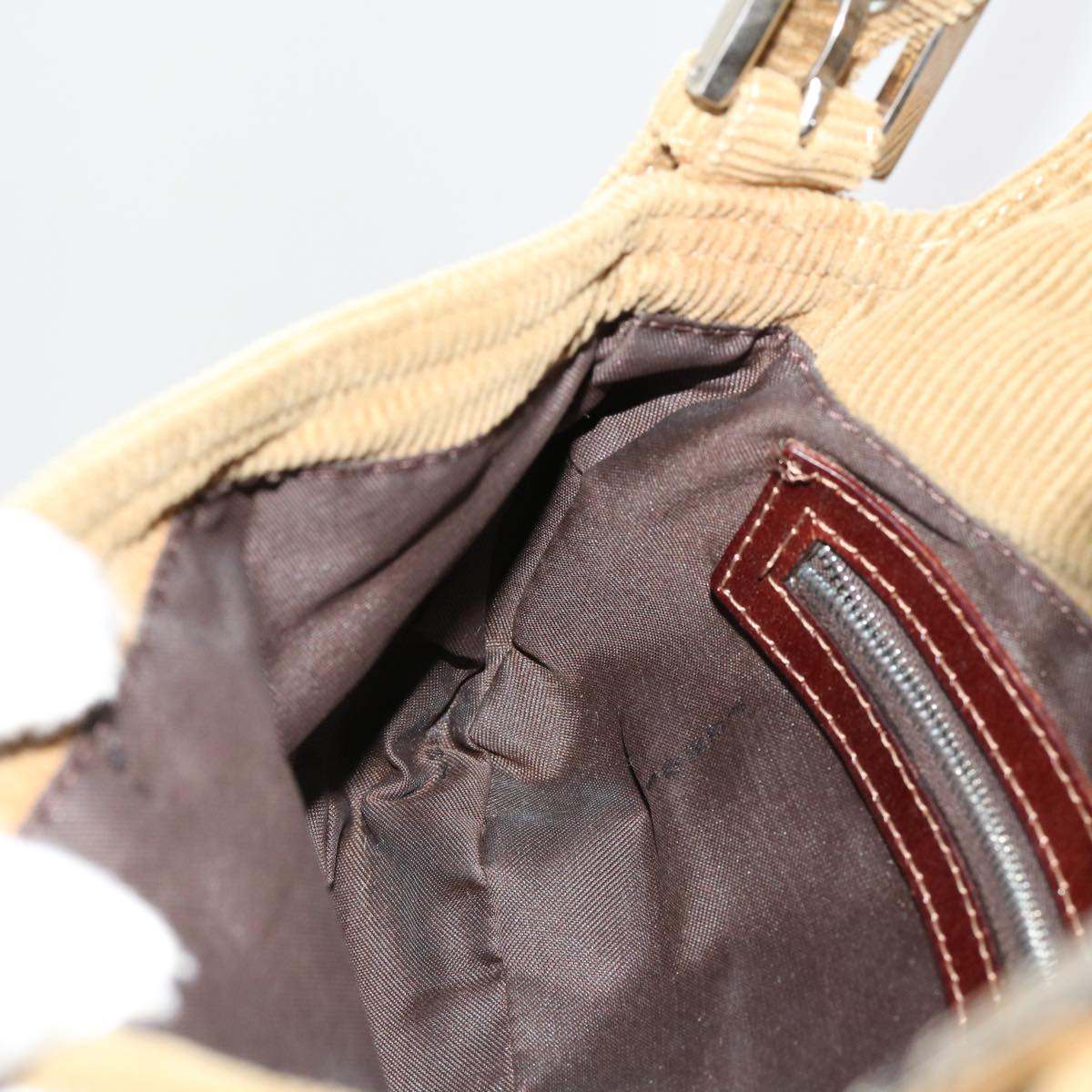 FENDI Mamma Baguette Shoulder Bag Corduroy Brown 2220 26424 009am5474