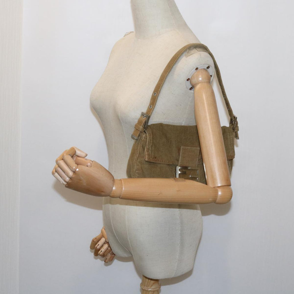 FENDI Mamma Baguette Shoulder Bag Corduroy Brown 2220 26424 009am5474