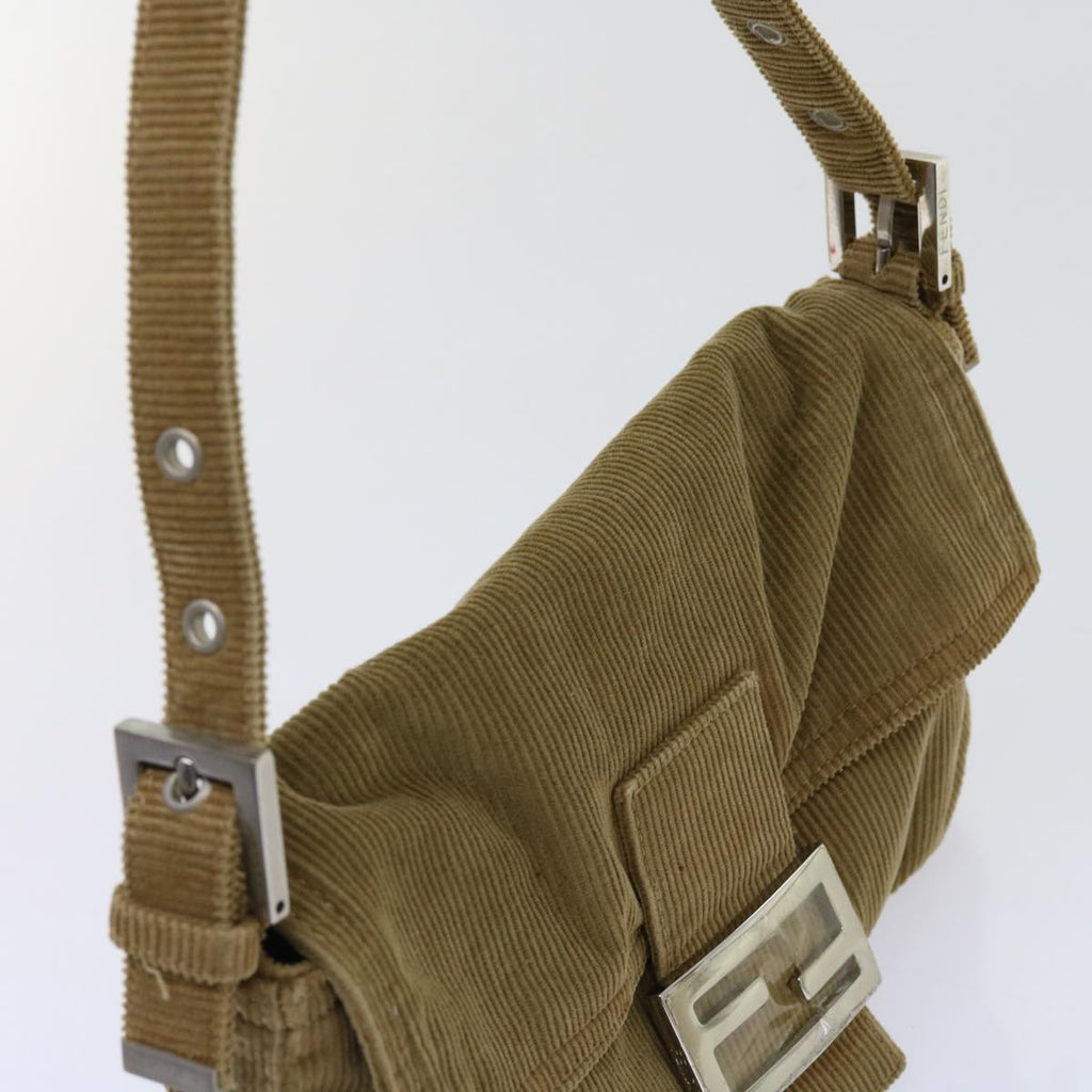 FENDI Mamma Baguette Shoulder Bag Corduroy Brown 2220 26424 009am5474