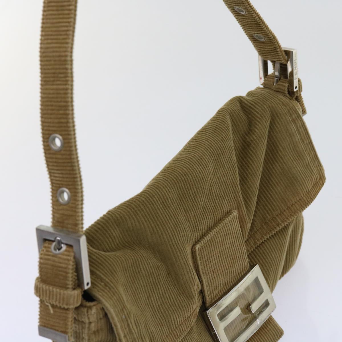 FENDI Mamma Baguette Shoulder Bag Corduroy Brown 2220 26424 009am5474