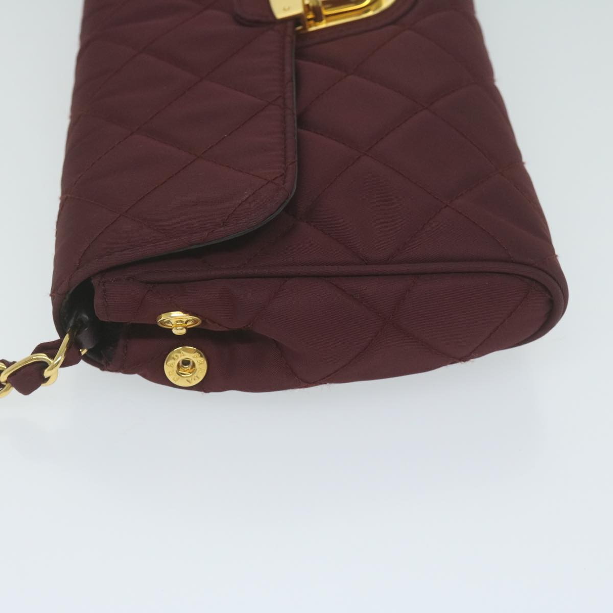 PRADA Quilted Chain Shoulder Bag Nylon Red  am5477