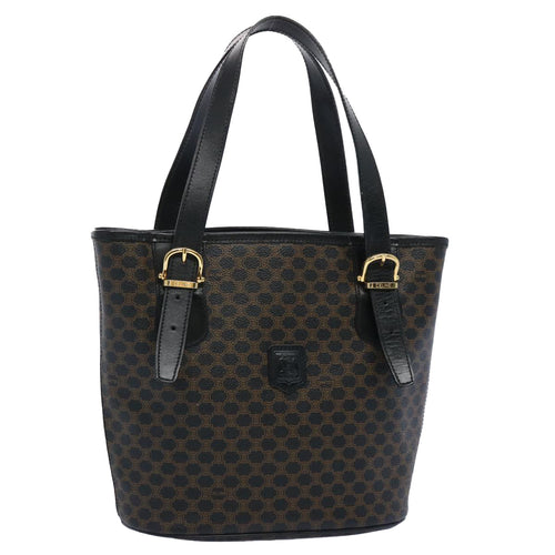CELINE Macadam Canvas Tote Bag PVC Leather Black  am5509