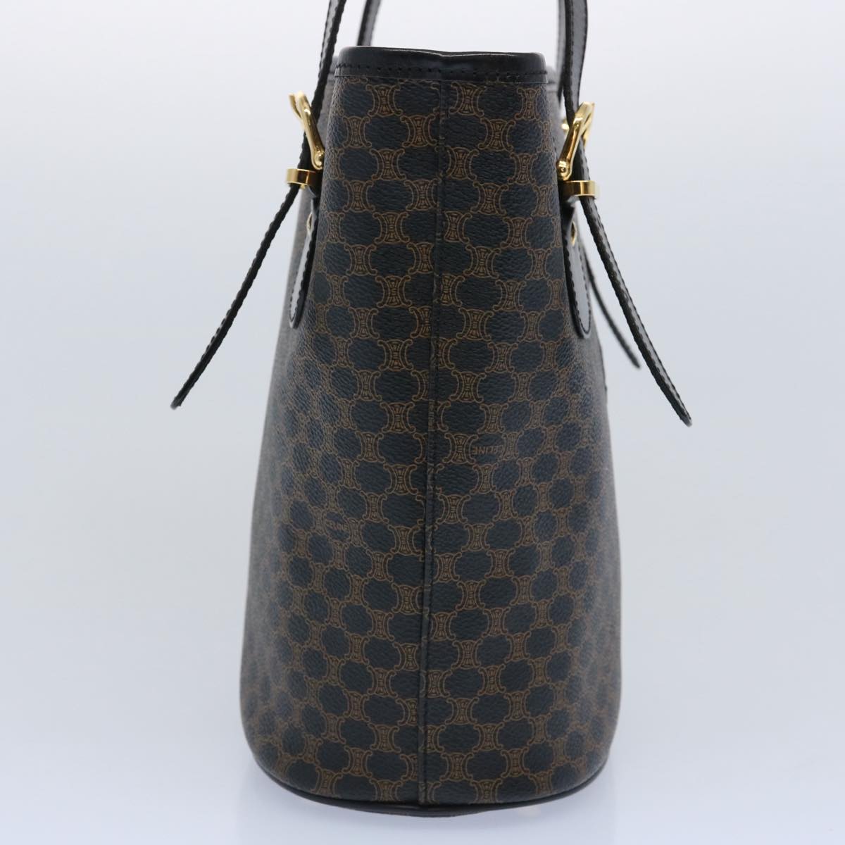 CELINE Macadam Canvas Tote Bag PVC Leather Black  am5509