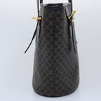 CELINE Macadam Canvas Tote Bag PVC Leather Black  am5509