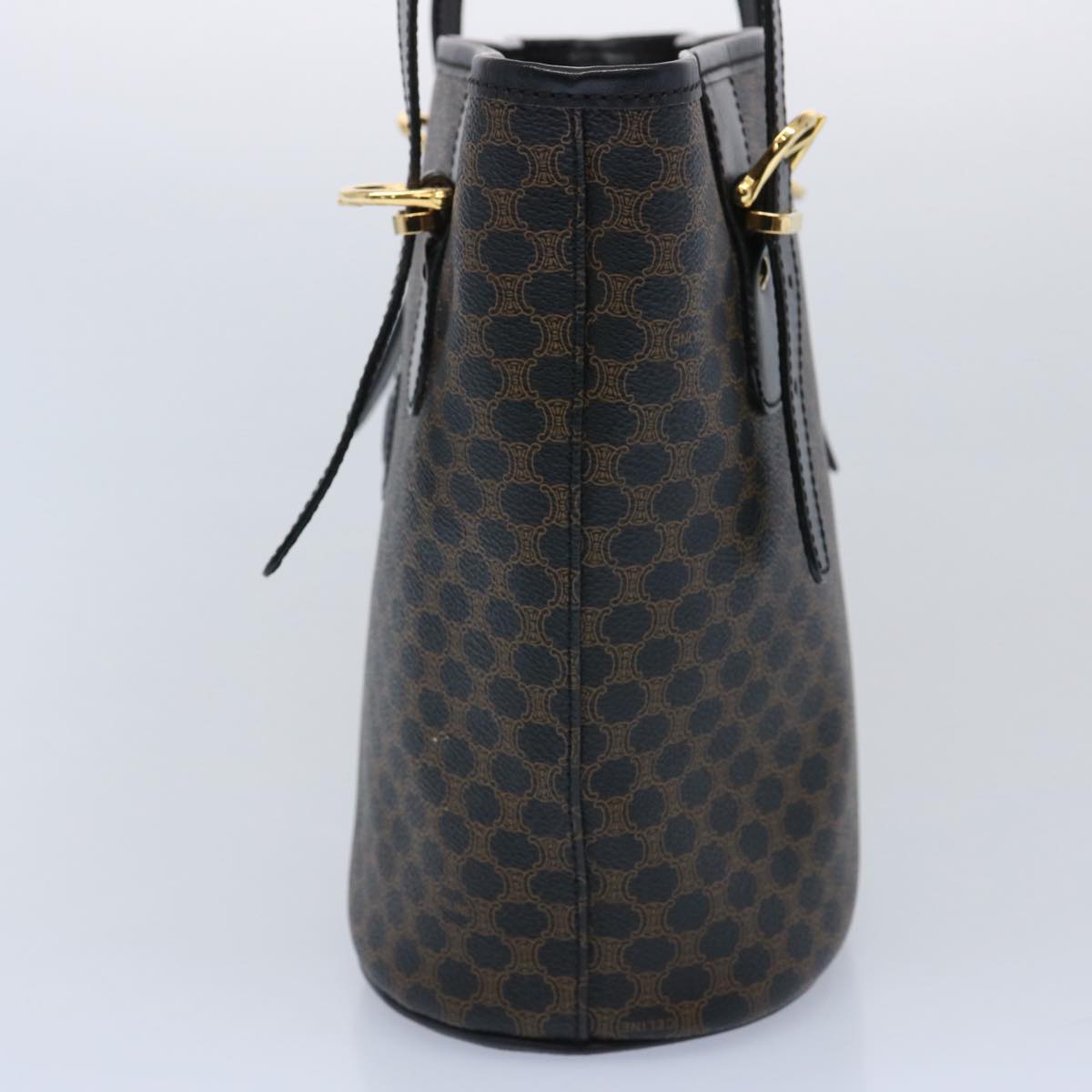 CELINE Macadam Canvas Tote Bag PVC Leather Black  am5509