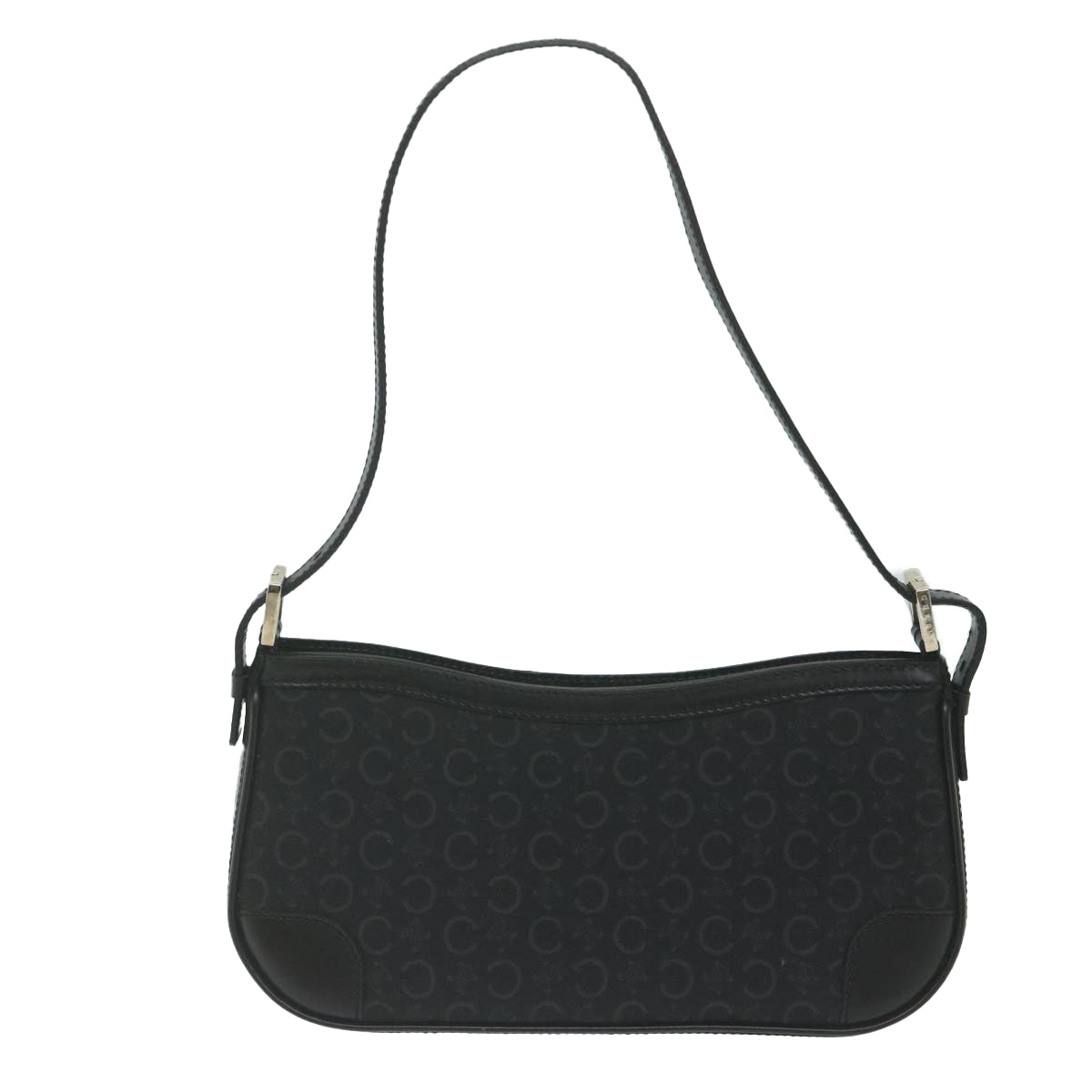 CELINE C Macadam Canvas Shoulder Bag Black  am5538