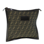 FENDI Zucca Canvas Clutch Bag Black Brownam5573