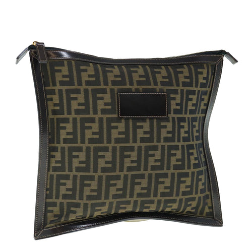 FENDI Zucca Canvas Clutch Bag Black Brownam5573