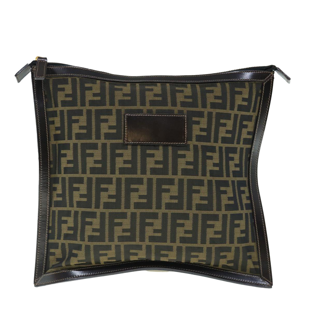FENDI Zucca Canvas Clutch Bag Black Brownam5573