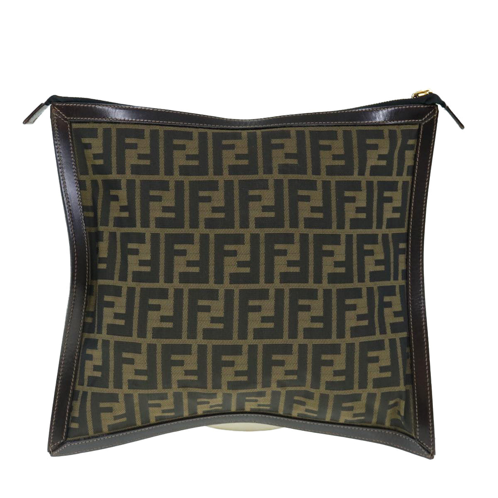 FENDI Zucca Canvas Clutch Bag Black Brownam5573