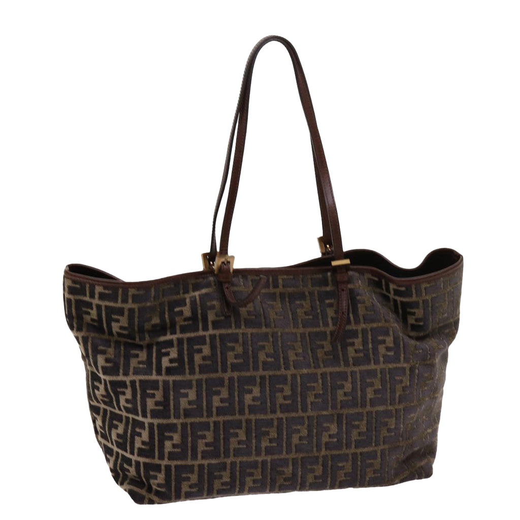 FENDI Zucca Canvas Tote Bag Black Brownam5618