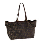 FENDI Zucca Canvas Tote Bag Black Brownam5618