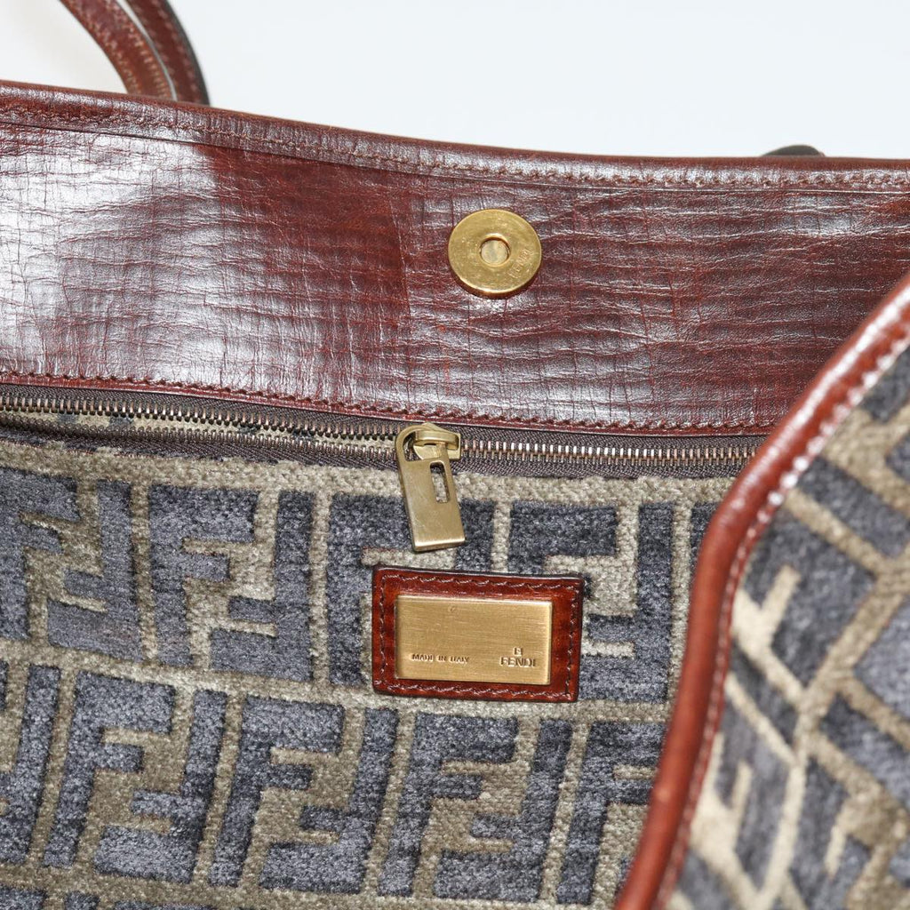 FENDI Zucca Canvas Tote Bag Black Brownam5618